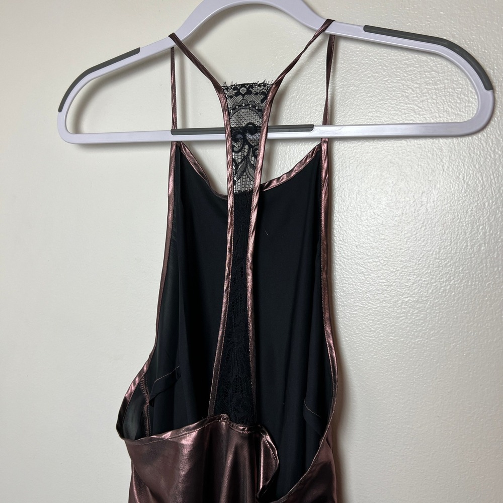 Intimately Free People L Sunset Shimmer Satin Midi Slip‎ Dress Rose Metallic - Picture 6 of 8